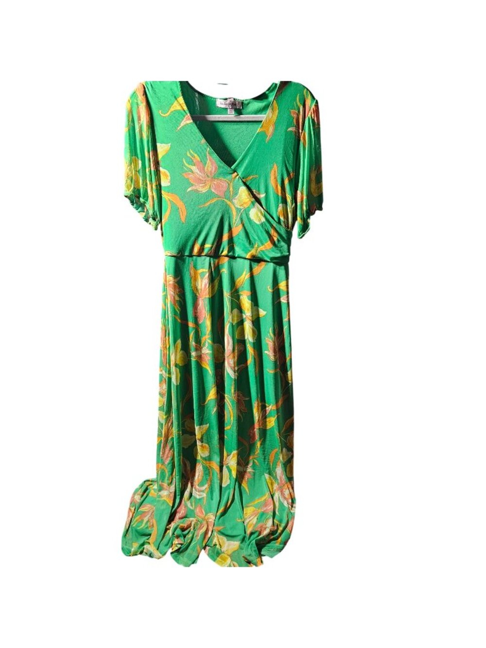 Harlow & Rose Green Floral Wrap Maxi Dress L